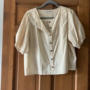 Madewell Cream Boxy Blouse with Bib Collar